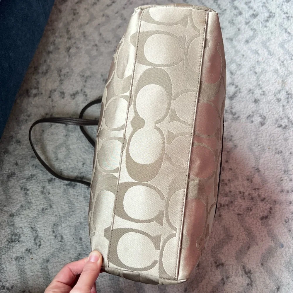 Coach Laura Signature Large Tote Shoulder Bag Brown Metallic Leather 18335 - Picture 10 of 15